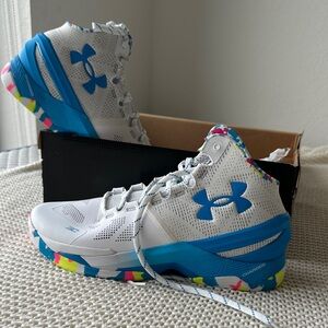 Under Armour White and Blue Athletic Sneakers